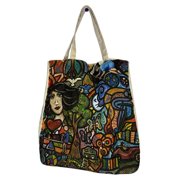 True Religion Fragrance Canvas Tote Bag World Tour Justice Art Daniel Cascardo - Picture 1 of 7